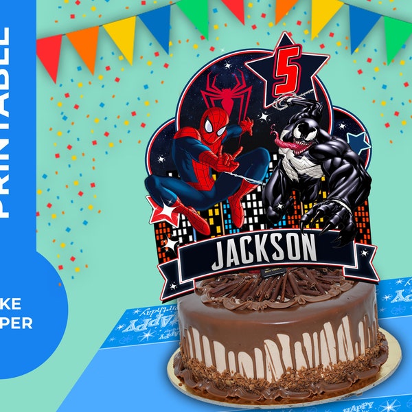 Spiderman and Venom  Printable Cake Topper, personalized