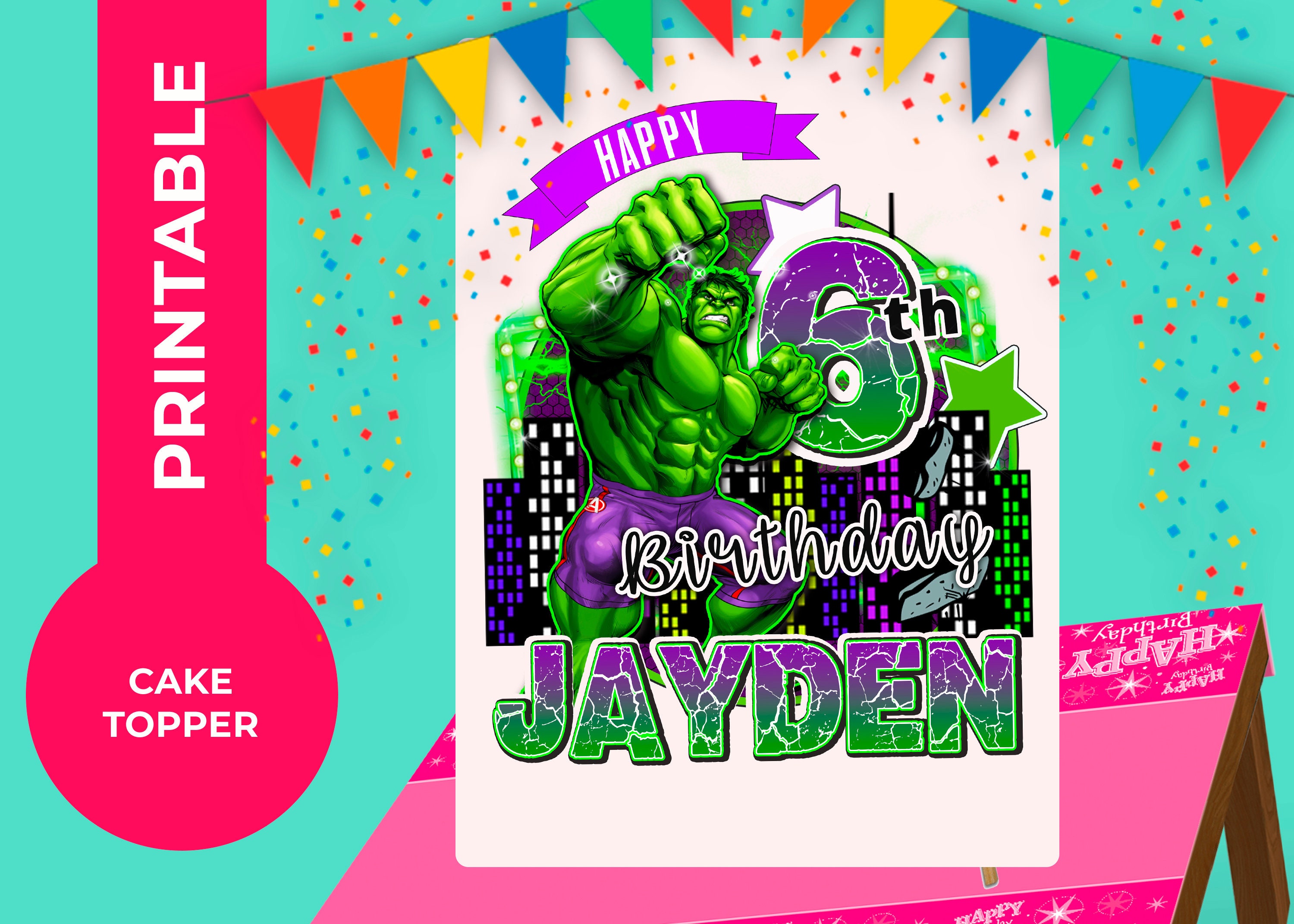 Hulk Printable Cake Topper Digital Cake Topper Personalized - Etsy ...
