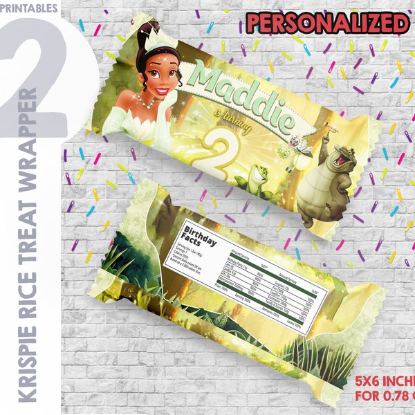 Princess and the Frog Rice krispie Treats Wrapper, Personalized printable wrapper label