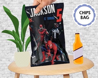 Spiderman Venom Chips Bag,Venom vs Carnage Printable DIY Customizable Chips bag for Birthday party decor and favors