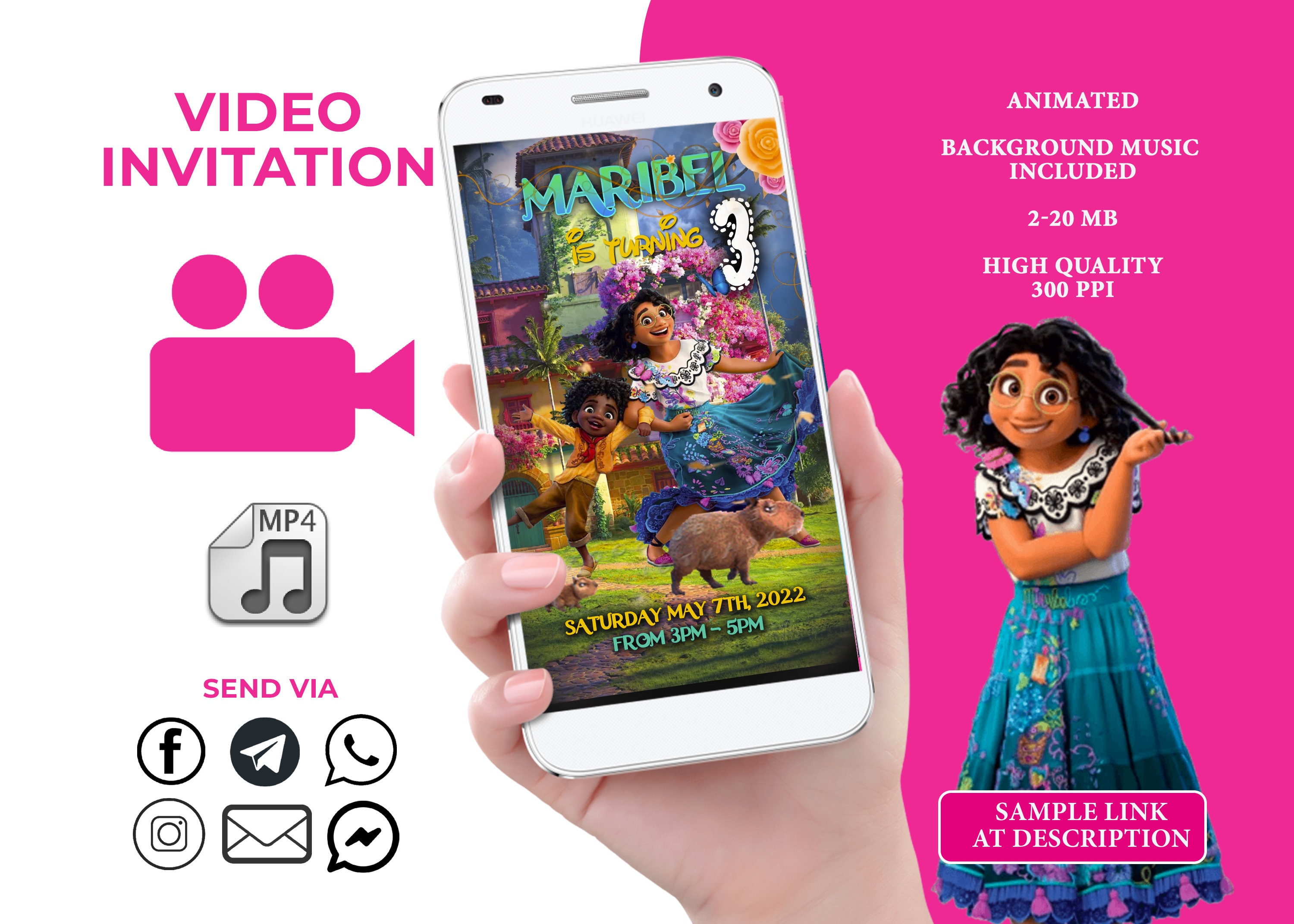 Convite Encanto Mirabel Disney Digital Whatsapp Virtual
