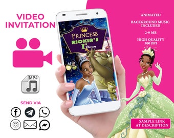 Princess Tiana Video Invitation, Birthday Animated Invitation