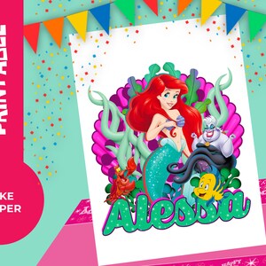 The Little Mermaid Printable Cake Topper, Digital Cake Topper ...