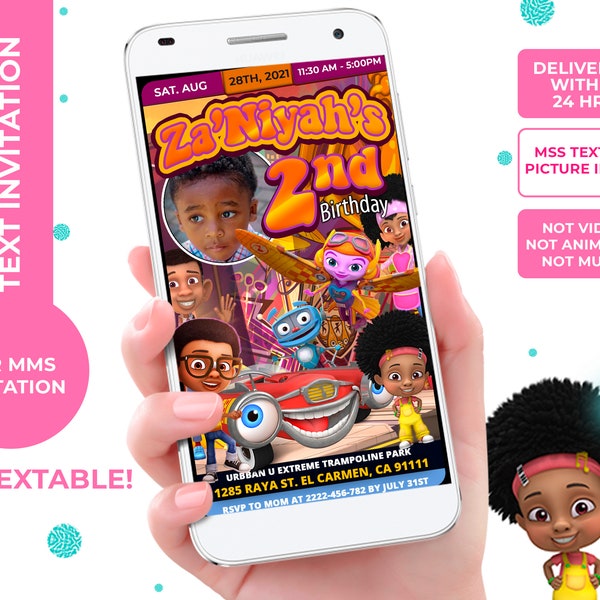 Motown Magic inspired birthday Invitation, Text invitation for mms, not video, not animated