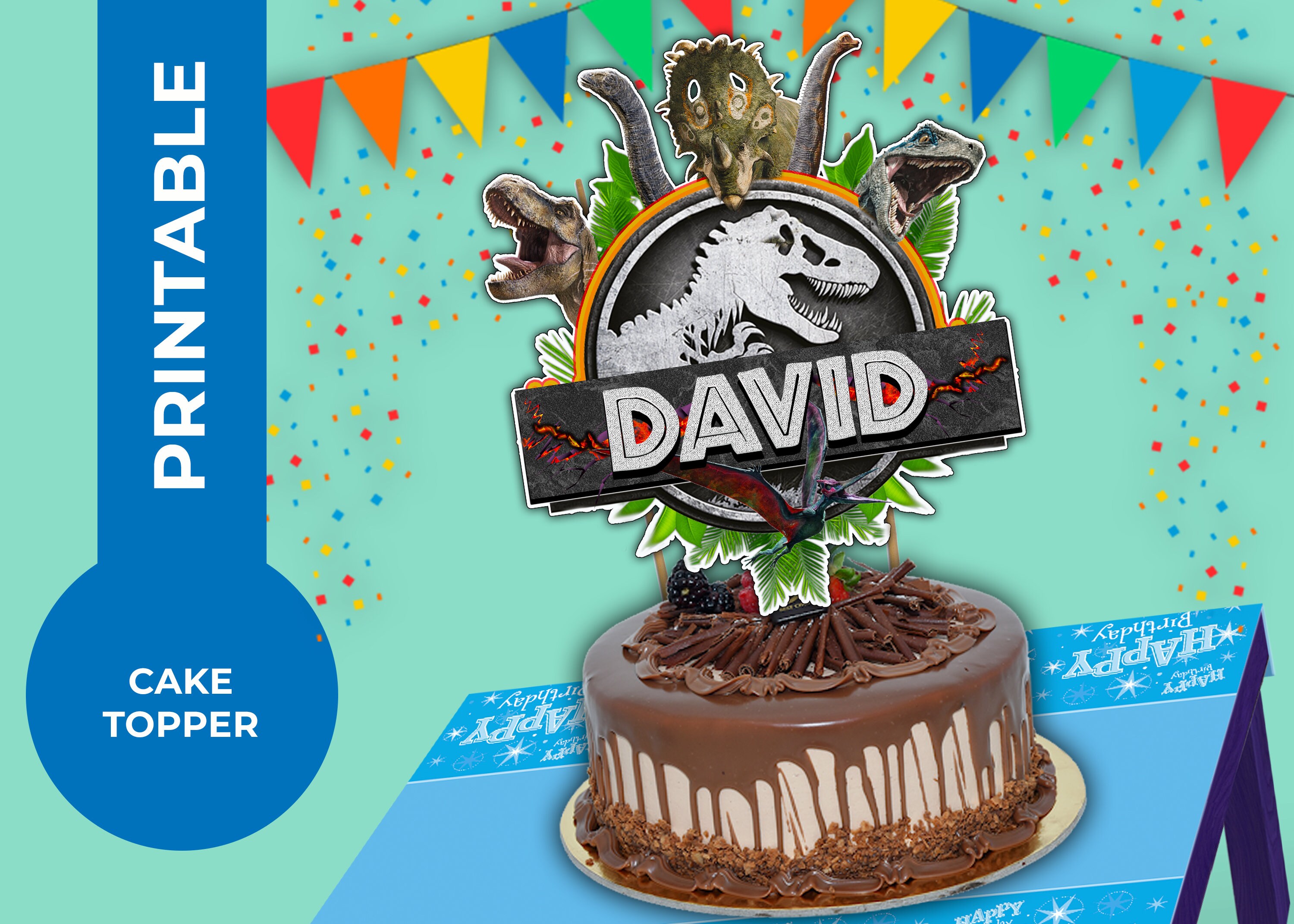 JURASSIC DINOSAUR Printable Cake Topper Digital Cake Topper - Etsy