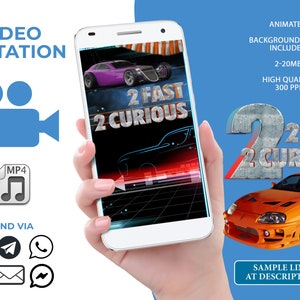 2 Fast 2 Curious Birthday Invitation, Second Birthday Invitation, car racing invitation, video animated invitation