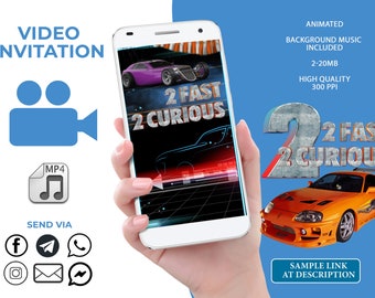 2 Fast 2 Curious Birthday Invitation, Second Birthday Invitation, car racing invitation, video animated invitation