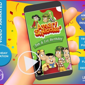 El Chavo birthday  Invitiation, Chavo & Chilindrina Birthday invitation, Video Animated Invitation
