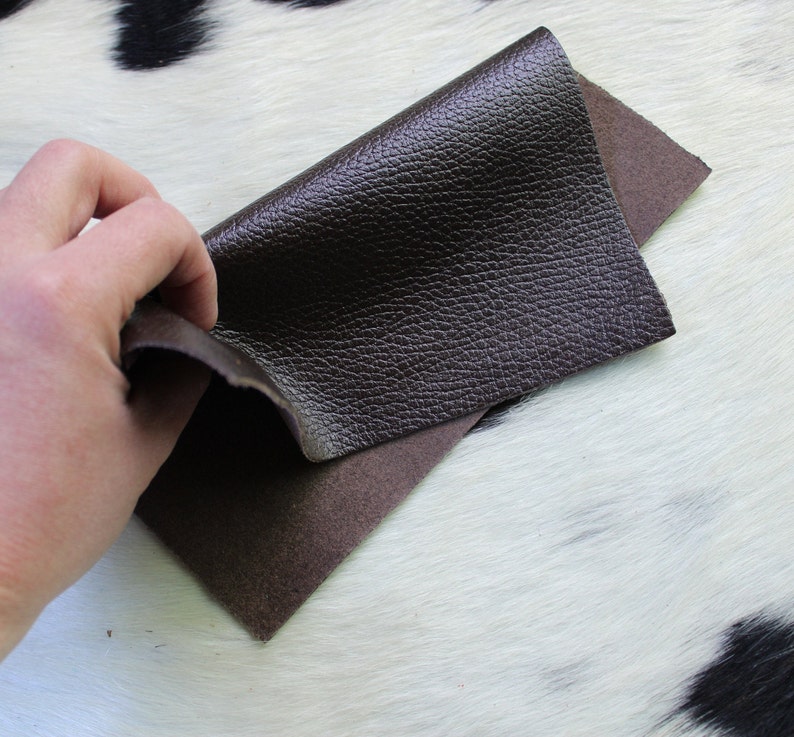 Brown Cowhide Leather Pre Cut Pieces Pebble Grain Leather | Etsy