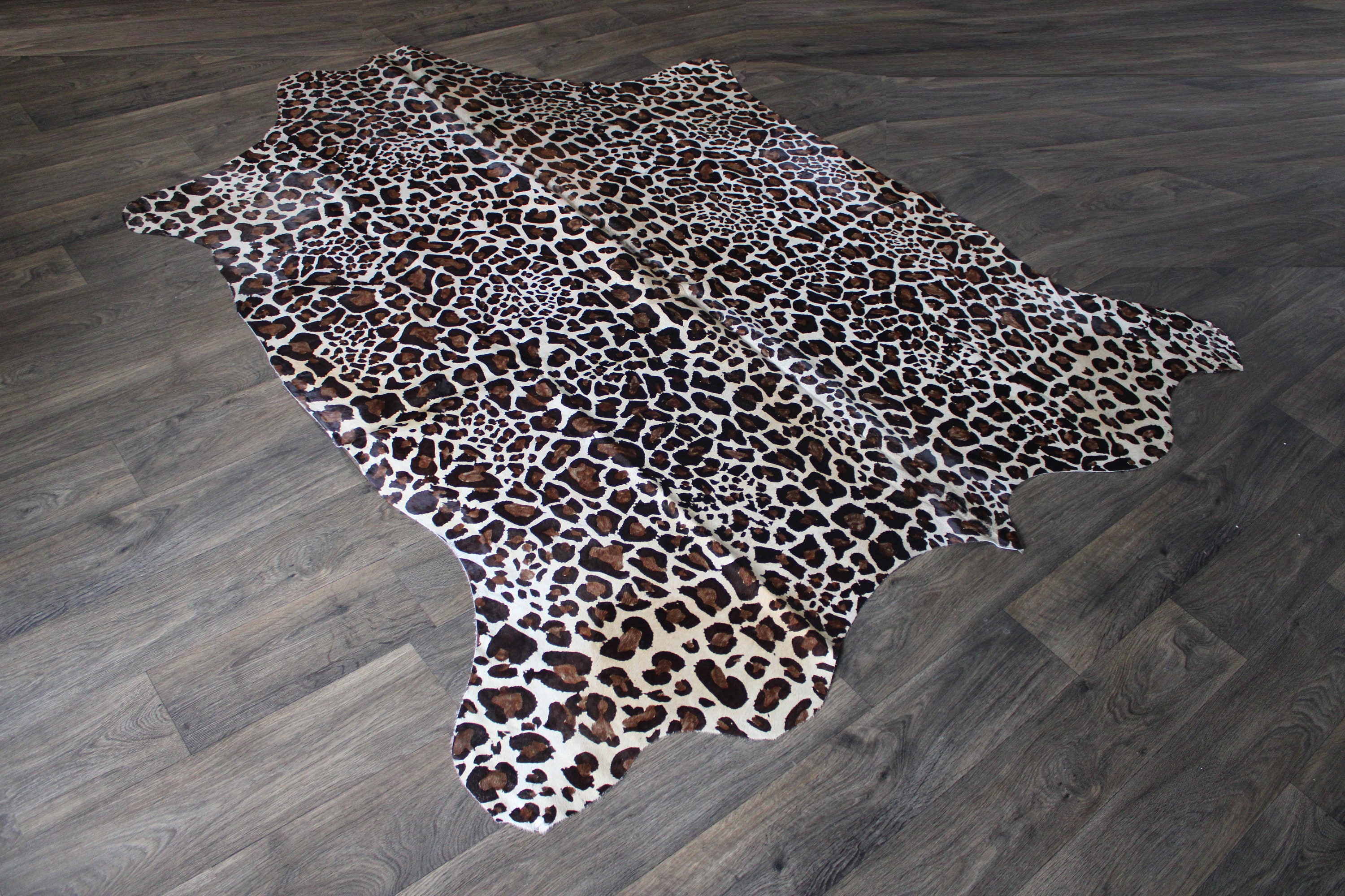 Jaguar Print Cowhide Rug Size 7'5x6'9 Etsy Australia