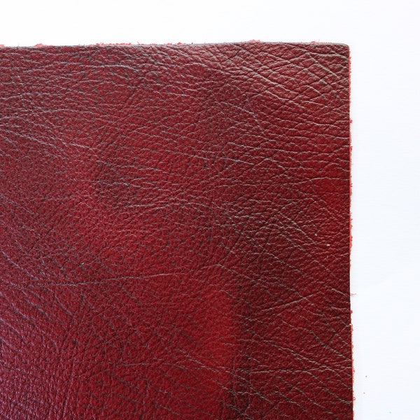 Burgundy Cowhide Leather Pre Cut Pieces | Pebble Grain Leather Sheets for Crafts | Thickness 1.1-1.3 mm / 2.5-3.0 oz