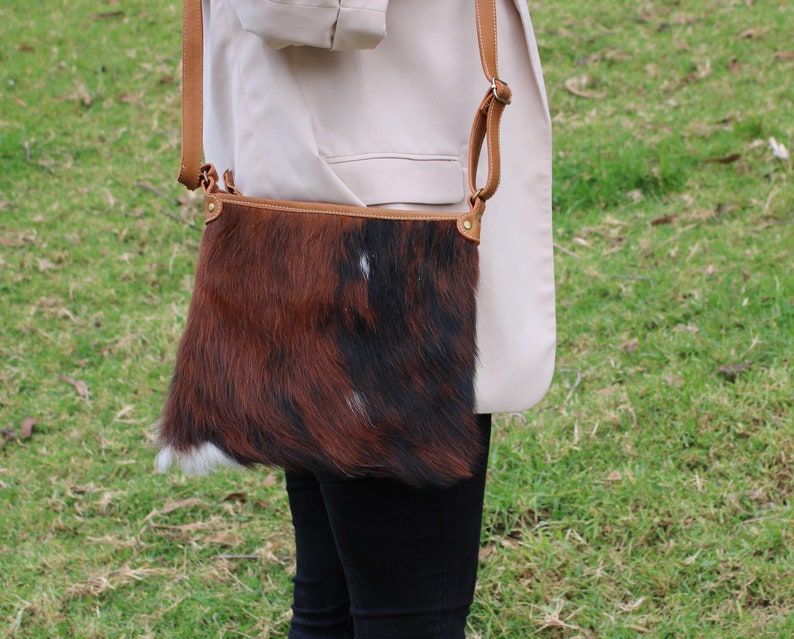 Simple Cowhide's Double Strap Shoulder Crossbody Bag main image 1