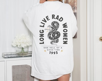Retro Schlangen-Grafik-Crewneck: Long Live Rad Frauen Sweatshirt