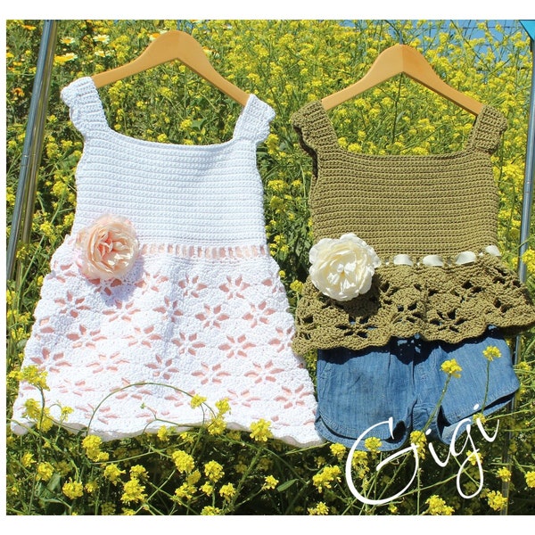 Gigi: Flower Lace Dress & Babydoll Top - Crotchet Pattern