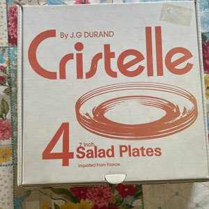 Vintage, new old stock,7” Cristelle salad plates, Arcoroc