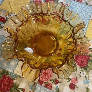 Fenton colonial amber thumbprint 8” bowl
