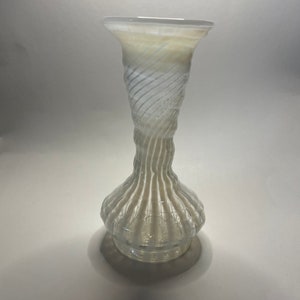 8” Fenton French opalescent spiral optic vase