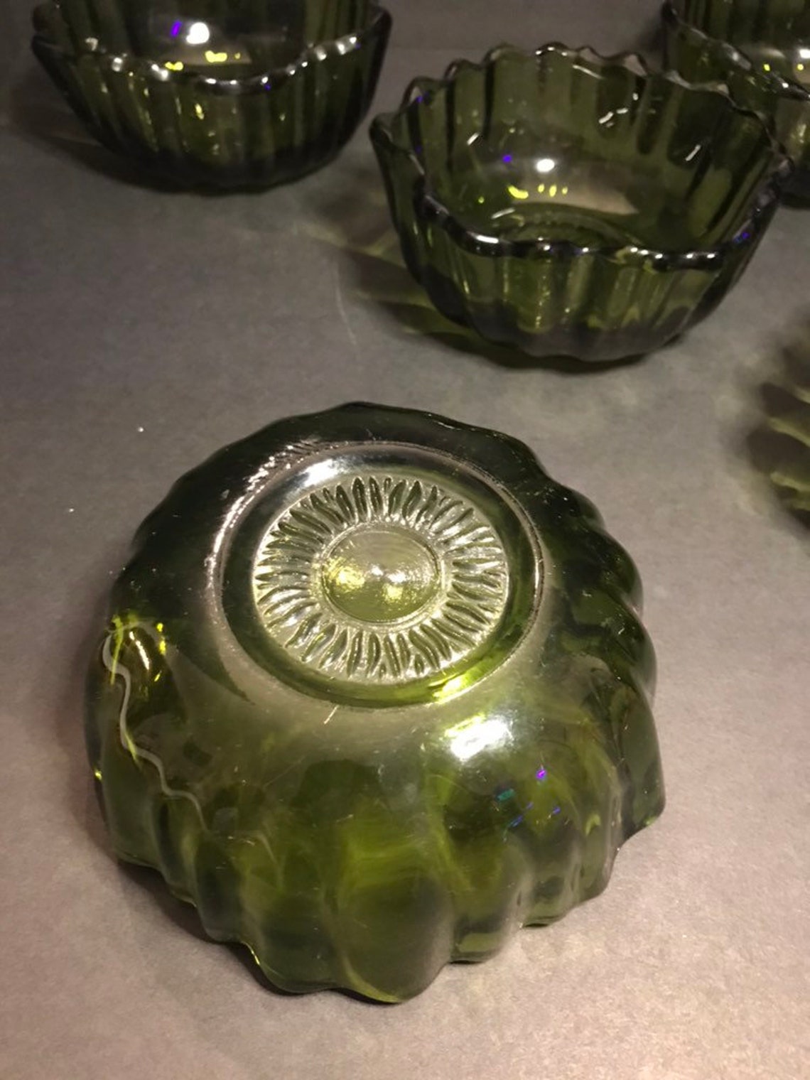 Vintage Indiana glass Sunburst patten salad bowl serving set Etsy
