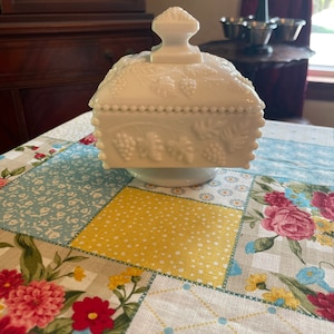 Westmoreland beaded grape milk glass set