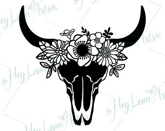 Download Floral Cow Skull Svg Etsy