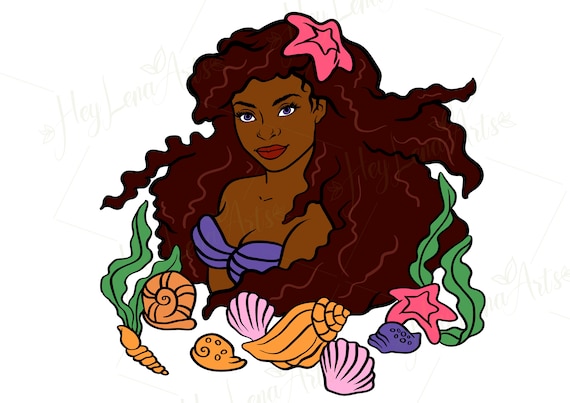 Black Mermaid SVG: Afro Woman Clipart, Cricut Cut File (Digital Download)