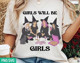 Funny Witch Girls PNG: Spooky Halloween Design (Digital Download