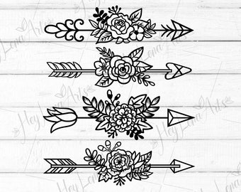 Arrow SVG, Arrow svg bundle, Arrow With Flowers svg, Floral wreath svg, Svg Files for cricut, cut file, dxf file for laser, eps png