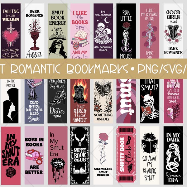 Smut Romance Bookmarks, Spicy Reader Designs (SVG, PNG, PDF)