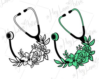 Blumen Stethoskop SVG: Krankenschwester Leben, Cricut Cut Datei (Digitaler Download)
