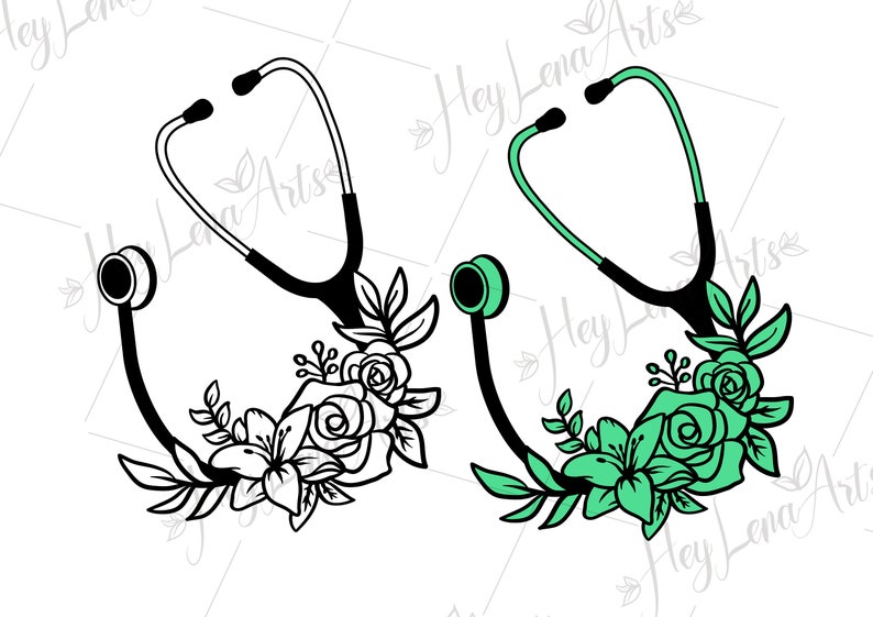 Download Stethoscope SVG Nurse Life svg Nursing svg Floral wreath ...