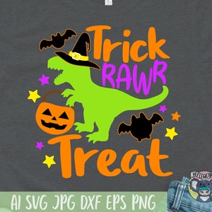 Halloween svg, Trick Rawr Treat svg, T Rex svg, Trick or Treat svg, arquivos svg para cricut, arquivo de corte, arquivos dxf para laser