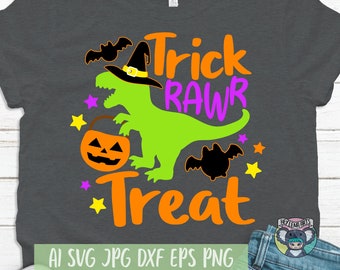 Trick Rawr Treat T-Rex Halloween SVG Files (Digital Download)