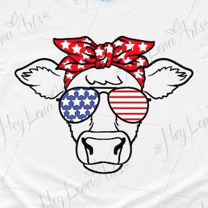 4th of July svg, Cow svg, Independence Day svg, American flag svg, patriotic, Svg Files for Cricut, cut file, dxf files for laser, eps png