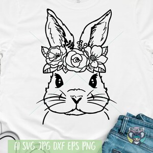 Pâques Svg, svg lapin de Pâques, floral lapin svg, svg visage de lapin, lapin svg, fichiers Svg pour Cricut, fichier coupé, printemps svg, fichiers dxf pour laser