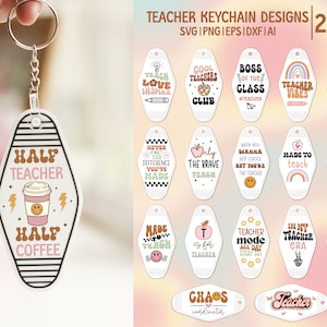 Lehrer-Motel-Schlüsselanhänger SVG-Bundle: Retro Designs (Digitale Dateien)