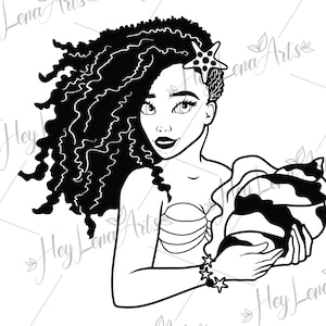 Black Ariel Mermaid SVG: Afro Melanin Cut File (Digital Download)