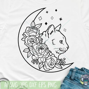 Mystical svg, Celestial svg, Moon cat svg, Mystical Cat svg, Cute Cat svg, Svg Files for Cricut, Cut File, dxf file for laser