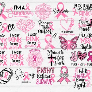 Paquete SVG de cáncer de mama, concientización sobre el cáncer de mama, archivo SVG de cáncer de mama, cinta SVG de cáncer, SVG de sobreviviente, archivos SVG para Cricut, archivo de corte