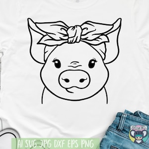 Pig svg, Piglet Svg, Pig with Bandana svg, Farm Animal svg, Pig Face svg, Farmhouse, Svg Files for Cricut, Cut File, dxf files for laser
