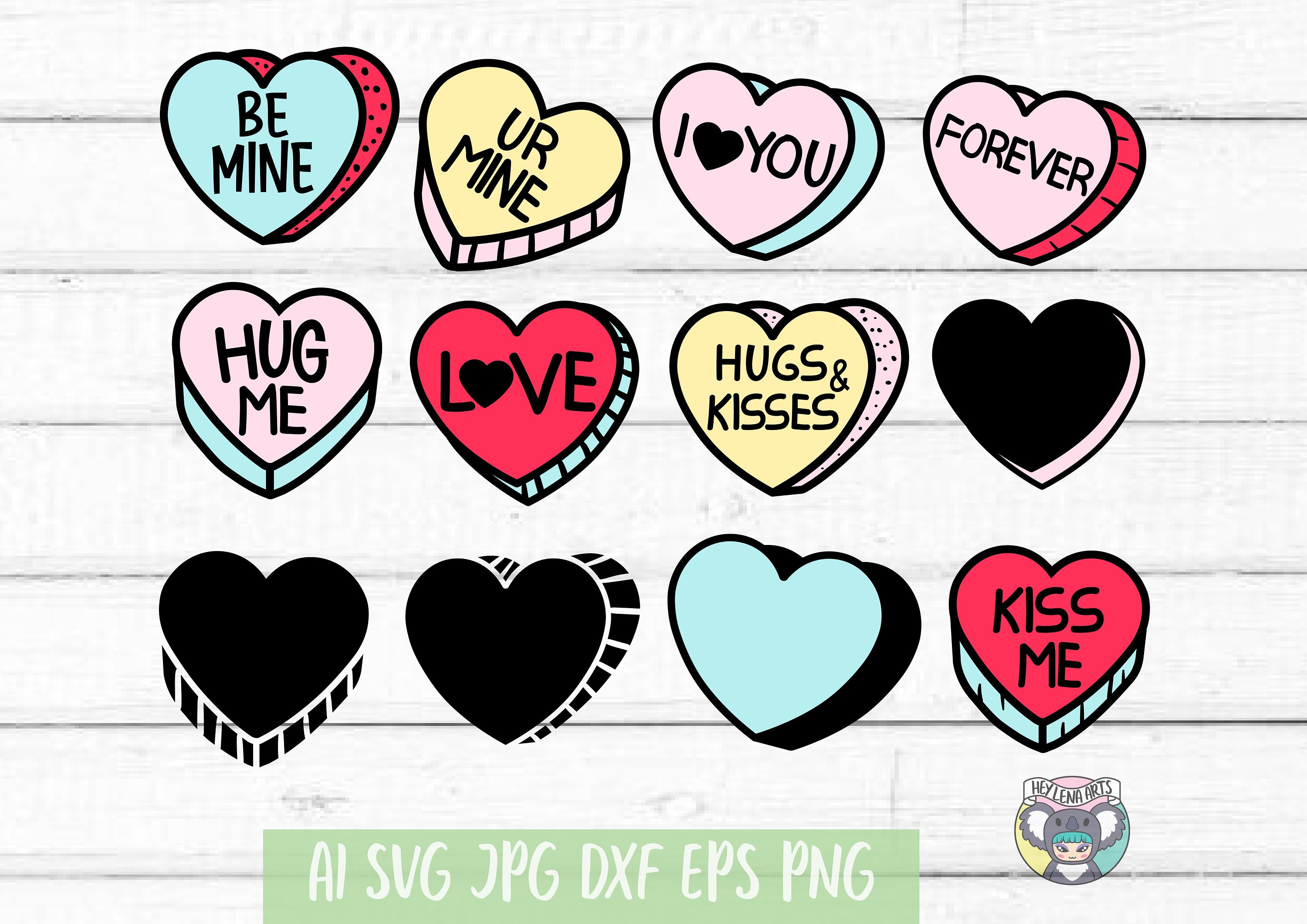 Candy Hearts svg Valentine's Day svg Conversation Heart | Etsy