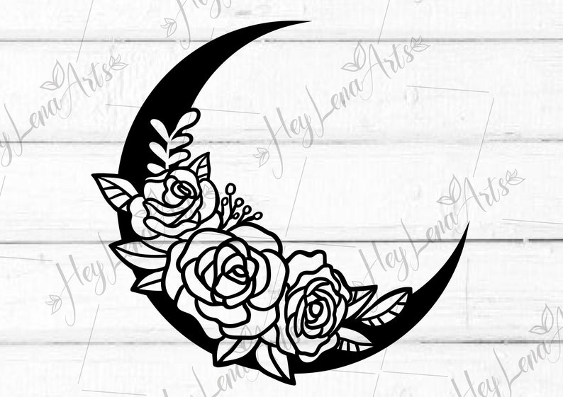 Download Floral Moon svg Flower Wreath svg Floral wreath svg Half | Etsy