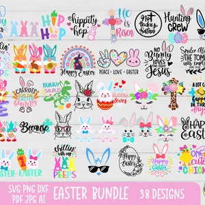 Ostern SVG-Bundle, Frohe Ostern svg, Osterhase svg, Frühlingssvg, Oster-Zitate, Bunny Face SVG, svg-Dateien für Cricut, Cut Files für Cricut