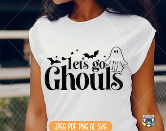 Let's Go Ghouls Halloween SVG: Projekt koszulki retro (pliki cyfrowe)