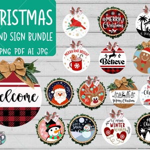 Christmas Round Sign SVG Bundle, Christmas svg bundle, Christmas Door Hanger SVG, Christmas Door Sign svg, Christmas Welcome Sign