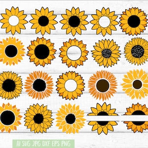 Lot tournesol SVG, svg tournesol, monogramme tournesol, svg fleurs sauvages, fichiers Svg pour cricut, fichier de coupe, fichiers dxf pour laser