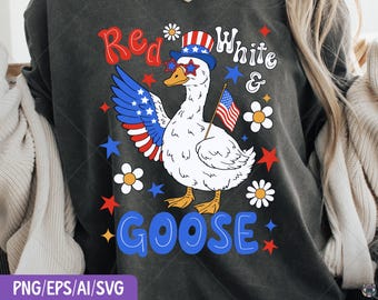 Patriotic Goose 4th of July PNG: Funny Boho Design (Digital Download)