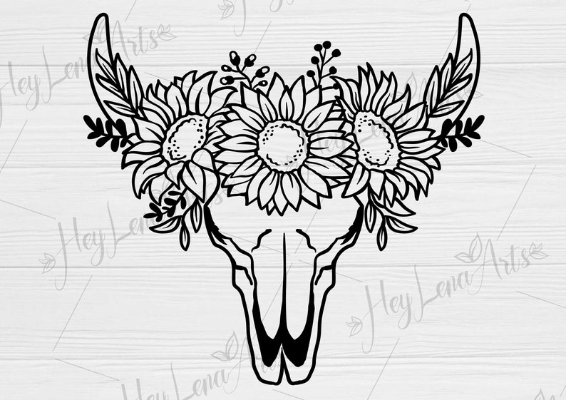 Cow Skull SVG Floral Wreath svg Boho svg floral svg Svg | Etsy