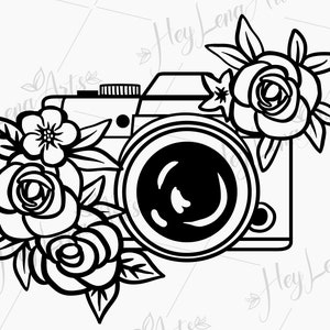 Camera svg, Floral Camera svg, photographer svg, photography svg, selfie svg, Svg files for cricut, cut file, dxf files, png