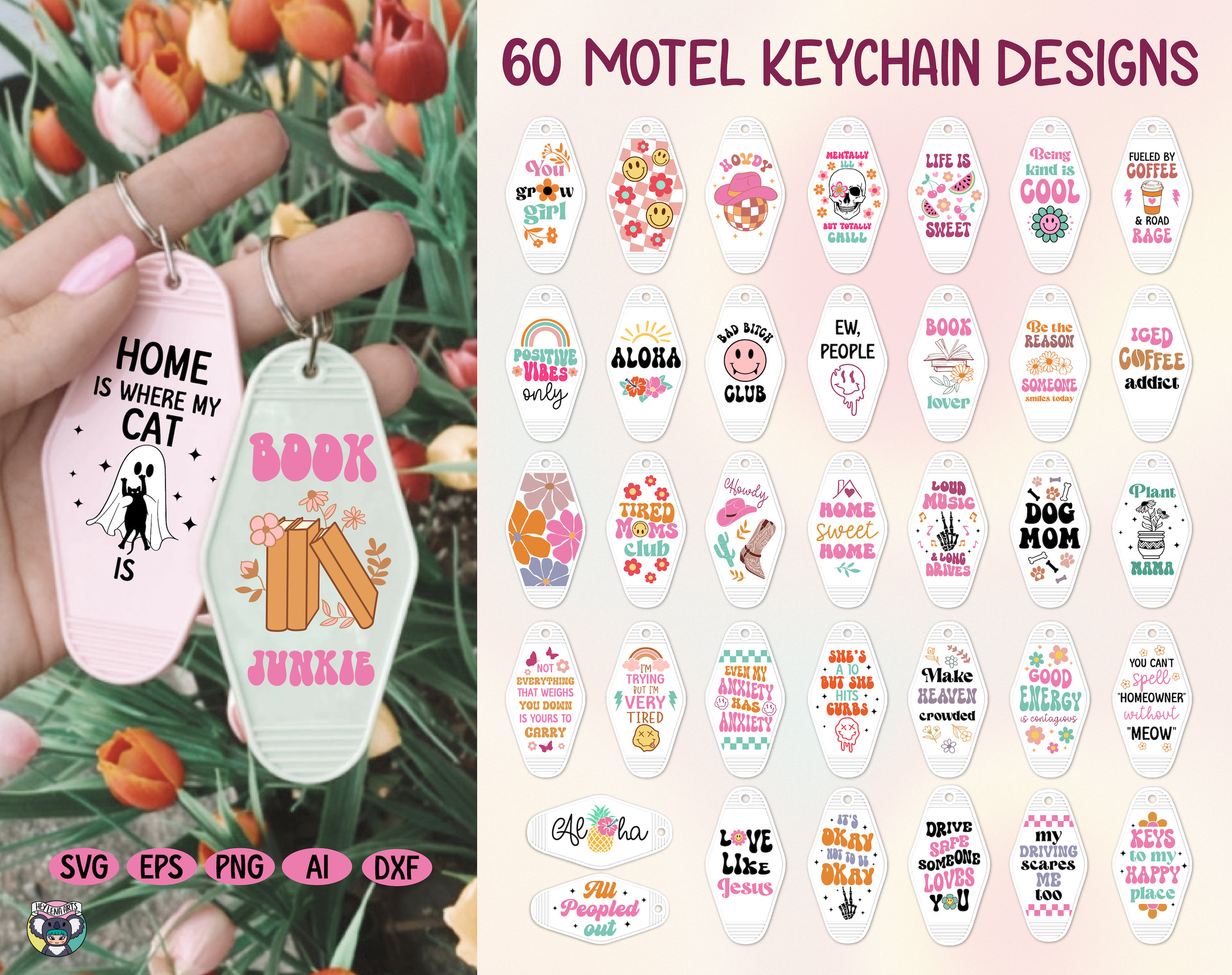 Motel Keychain SVG Bundle: 60 Retro Groovy Designs (digital Download ...