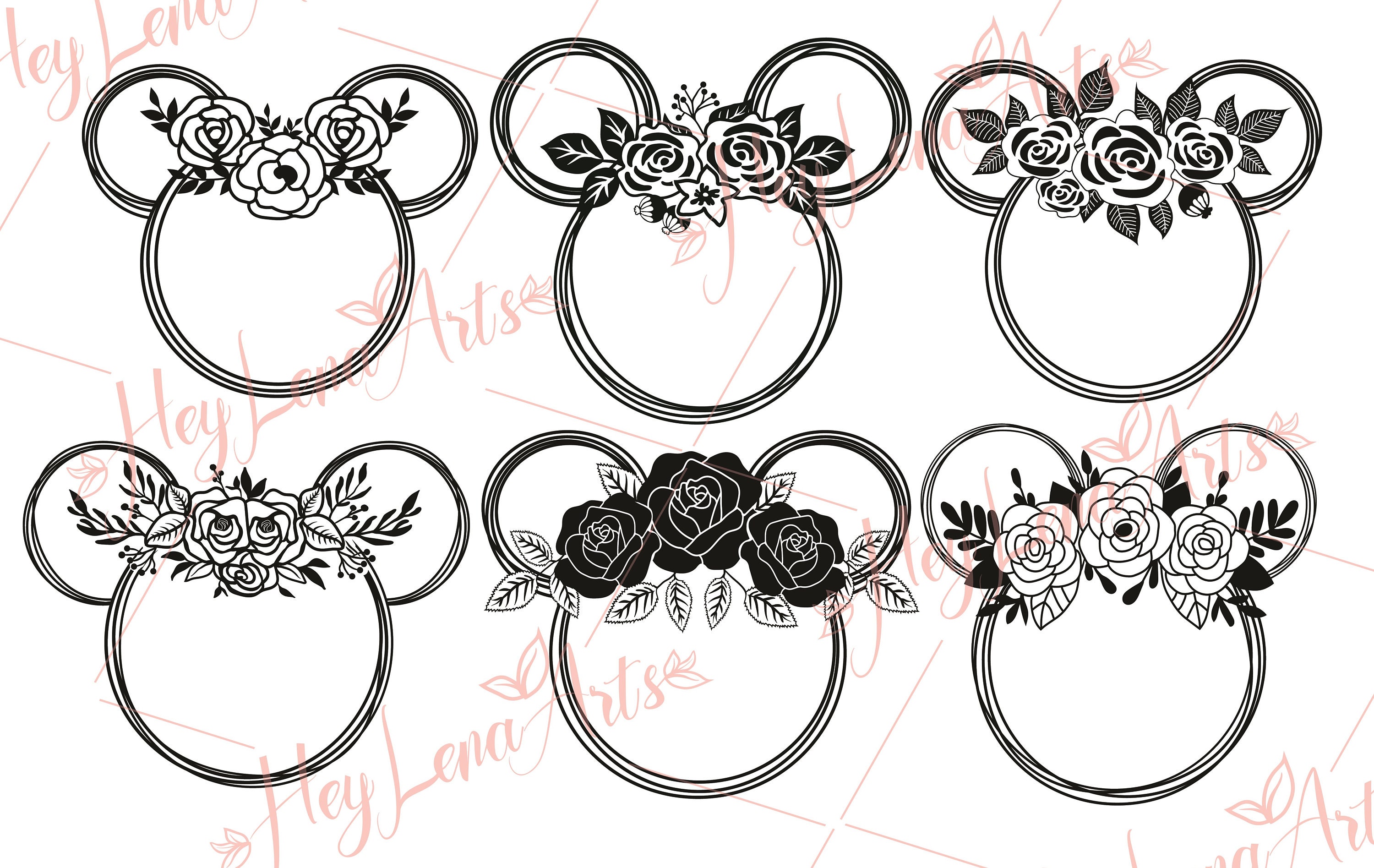 Download Minnie Mouse Floral Wreath SVG floral svg cricut cut file | Etsy